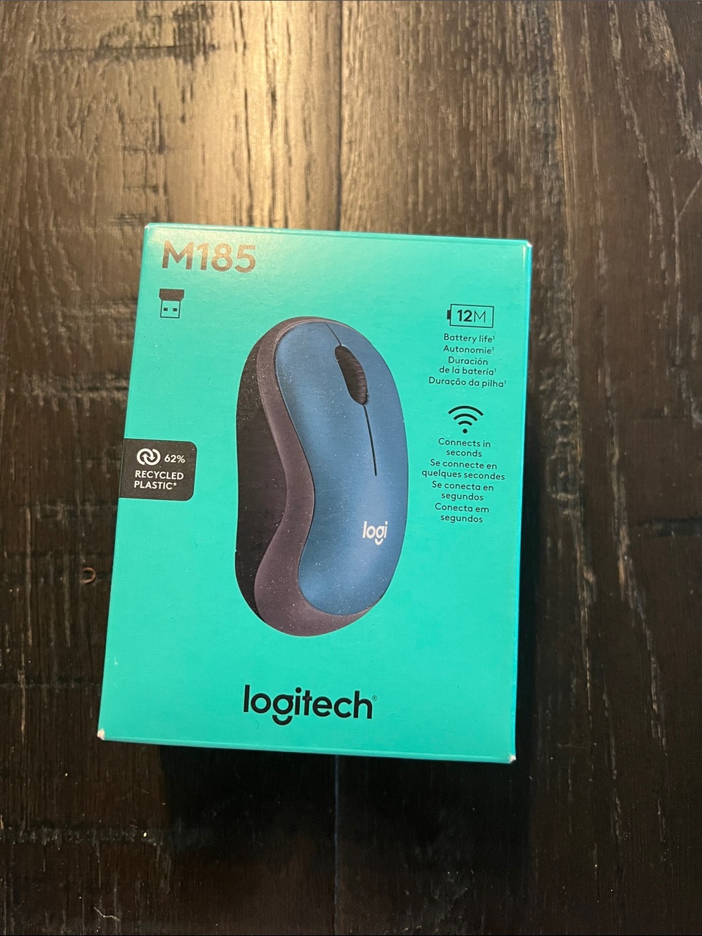Logitech M185 Wireless Mouse - Blue and Black